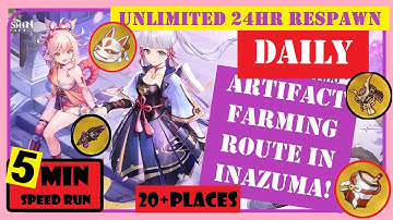 New Inazuma artifact farming route! "RESPAWNS EVERY 24HR" Speedrun in 5 mins!! Only confirmed places