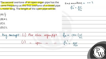 The second overtone of an open organ pipe has the same frequency as the first overtone of a clos....