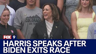 VP Kamala Harris speaks publicly for first time since President Biden's exit [RAW]