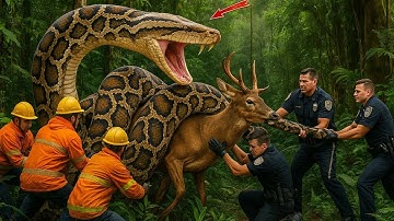 Fearless Heroes Rescue Young Deer from Giant Python in the Amazon Jungle 🐍