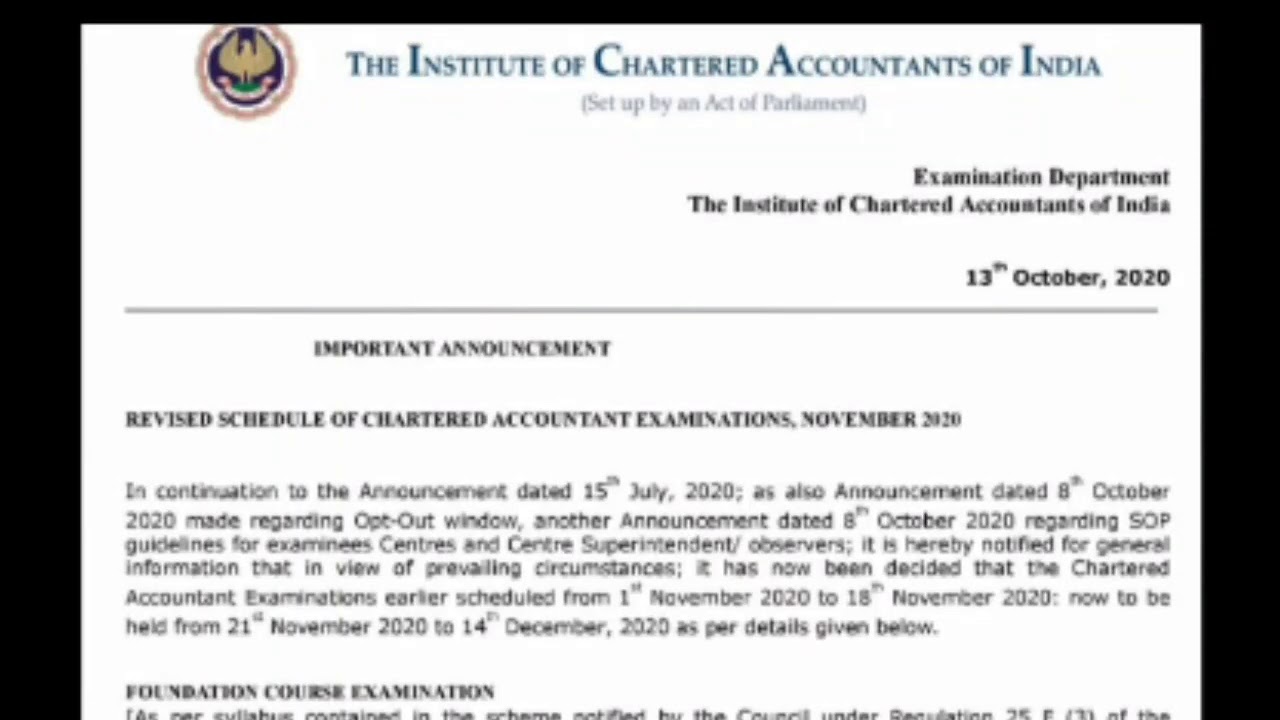 ICAI Exam Postponed Again