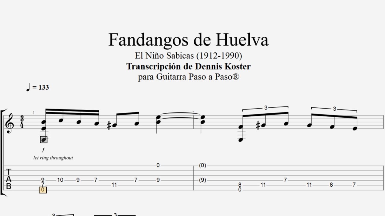 Fandangos de Huelva - SABICAS Tablatura por Jesús Amaya...