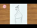 Pencil drawing of hand with beautiful butterfly  butterfly drawing  bts drawing easy