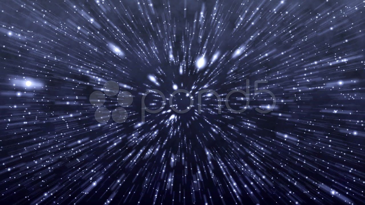 Fly through Blue Particles. Birthday background. Through the stars