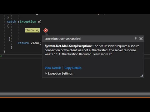 The SMTP server authentication error in C# email Sending.