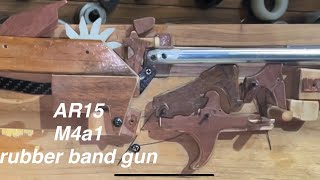 试射 M4皮筋枪，m4，AR15。verify 。rubber band gun ，Blowback ，hammer fired