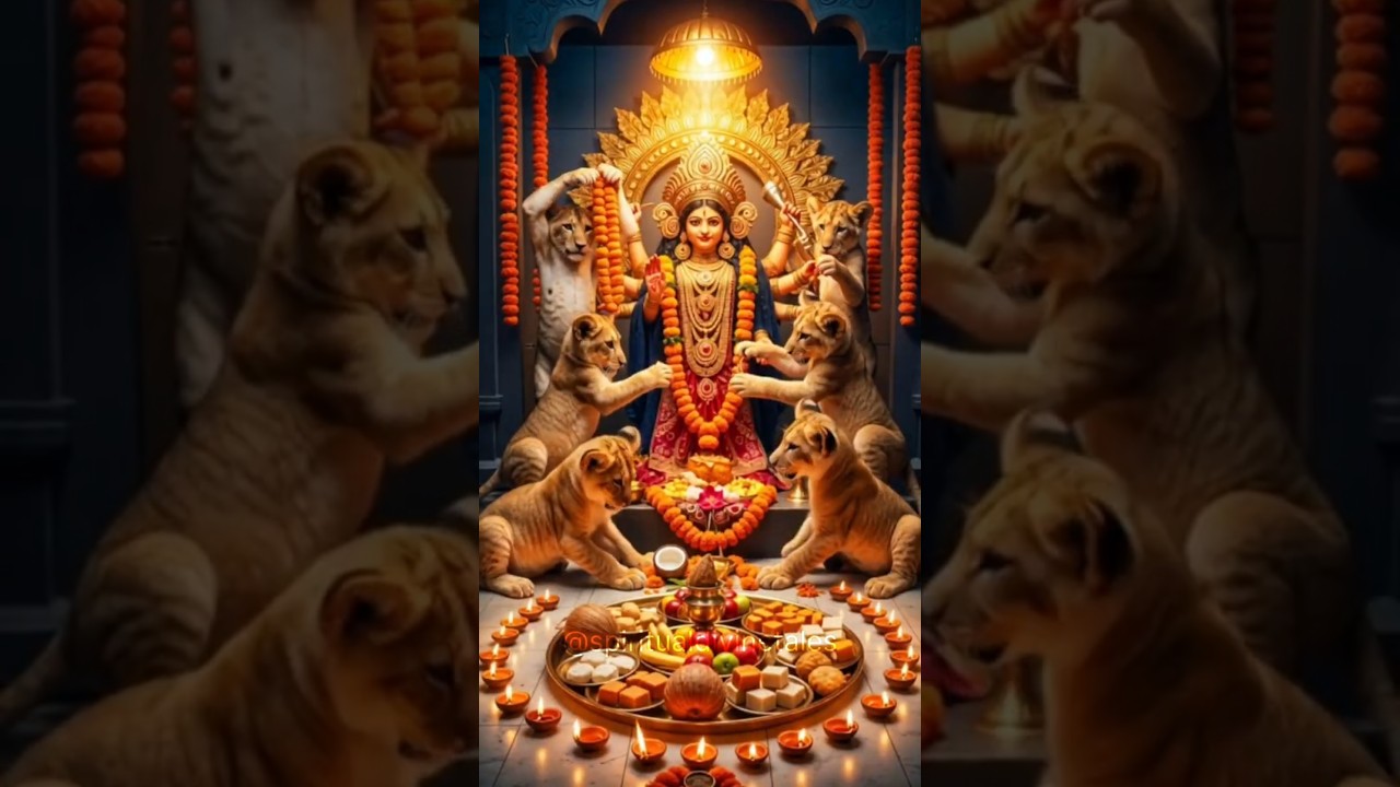 Navratri 2025 Kanya Poojan | Maa Durga AI Video 🐯 Baby Tigers Bow to Shakti 🙏 