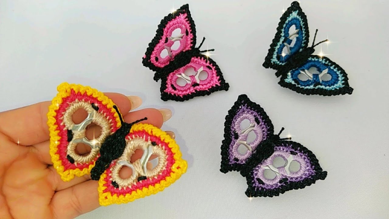 BORBOLETAS,IMÃ DE GELADEIRA EM CROCHÊ!!RECICLANDO LACRES DE LATINHAS🦋🦋🦋
