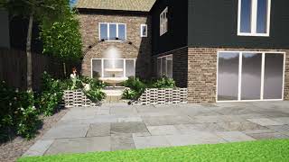 Fountain courtyard customer concept walkthrough (3D garden visualisation)