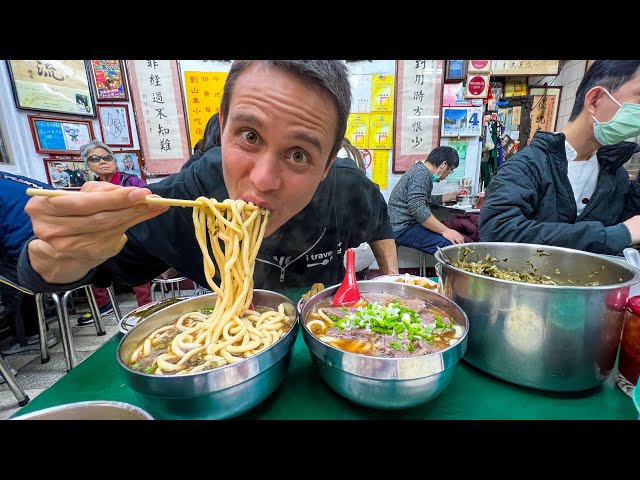 Taiwan Street Food - BEST BEEF NOODLES + 5 Must Eat Foods in Taipei!! class=