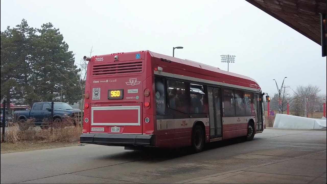 TTC 960 Steeles West Express #7025 from Martin Grove & Steeles West to Pioneer Village Stn 3/2/2024