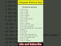 20 Excel Shortcut keys|Computer keyboard shortcut|#computer #shorts #ytshorts #video #exam #trending