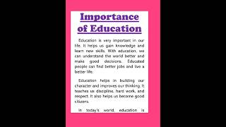 Importance of Education Essay in English Short Essay