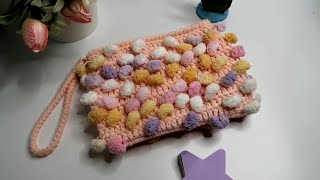 Paano i-crochet ang Zippered Pouch na may Pompom design #crochetph 