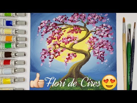 incepatori in lb engleza Pictura Flori de Cires Inflorit | Pictam Peisaj | O pictura pe zi #015