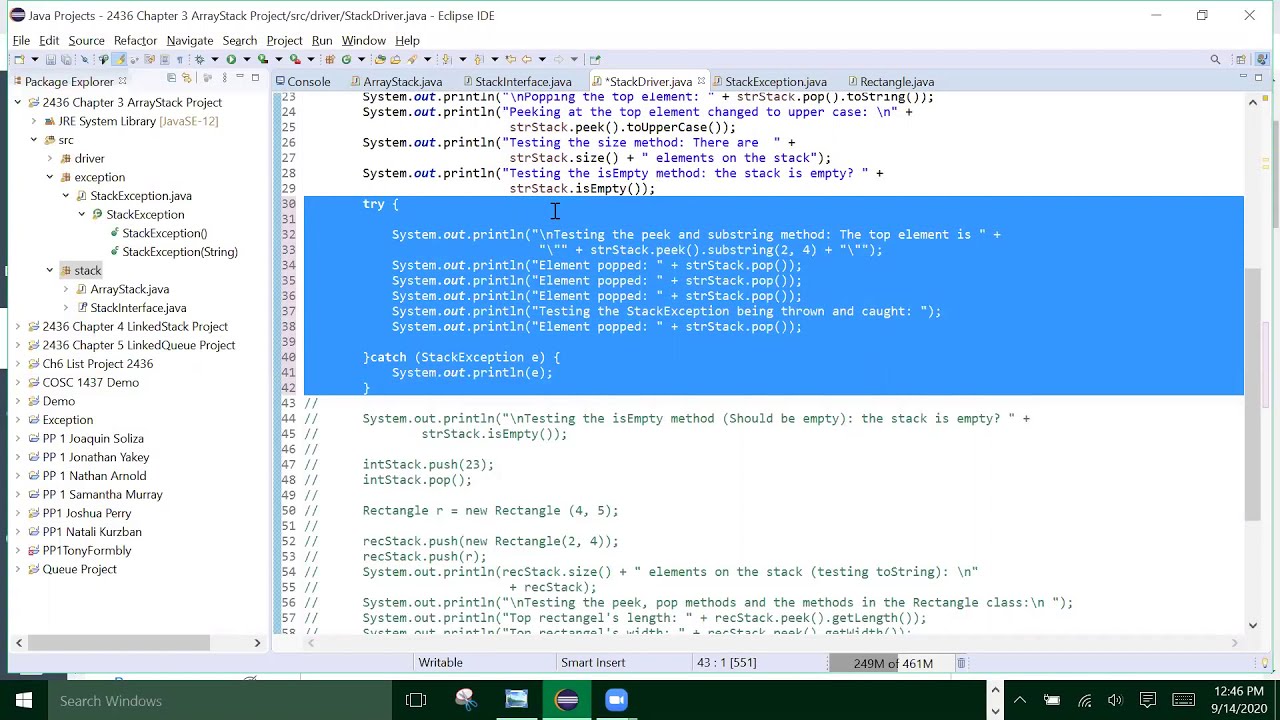2436 - Chapter 3 Stack Implementation Driver - Testing Methods - YouTube