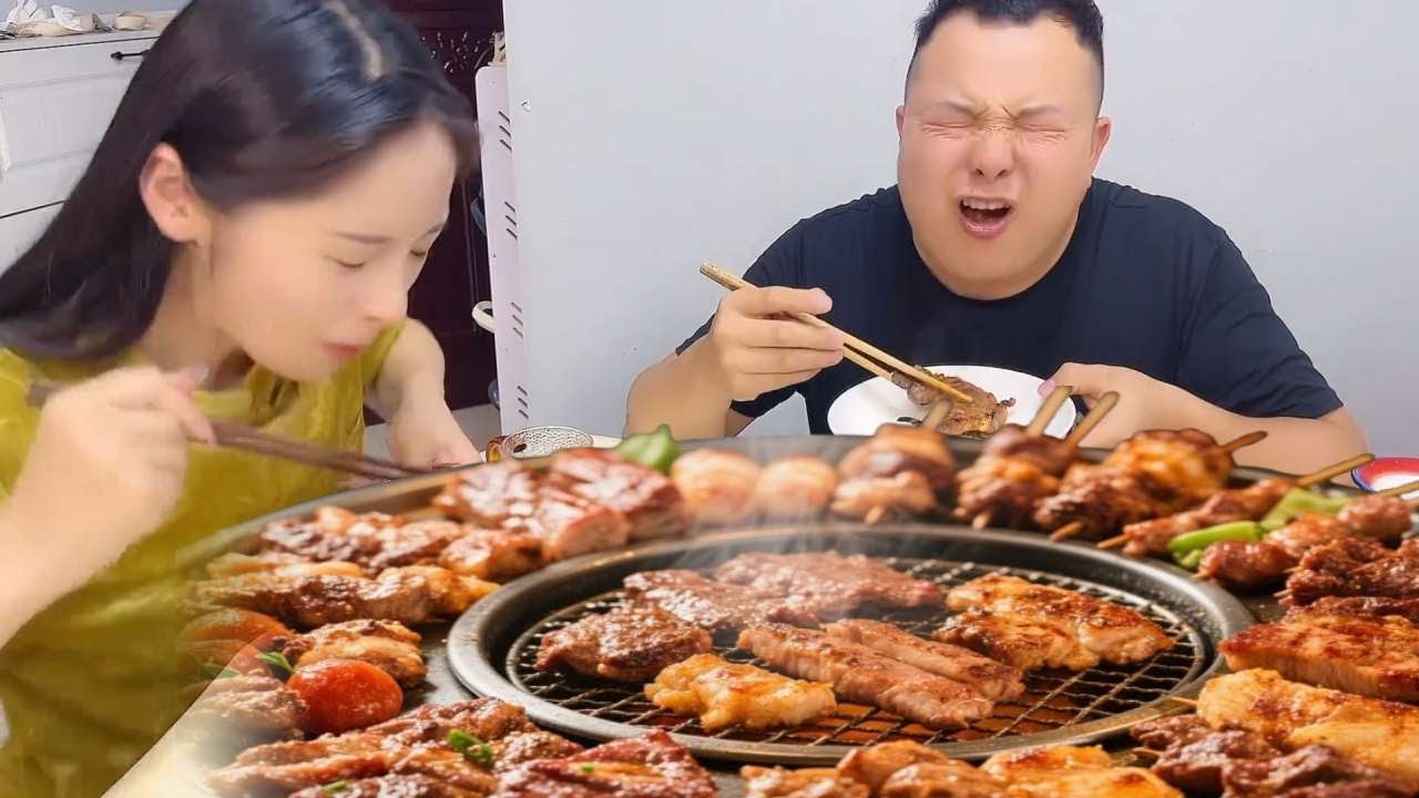 蠢老公不让我吃烤肉，那就让他吃点芥末，我顺便夹点肉走【九零后夫妻】