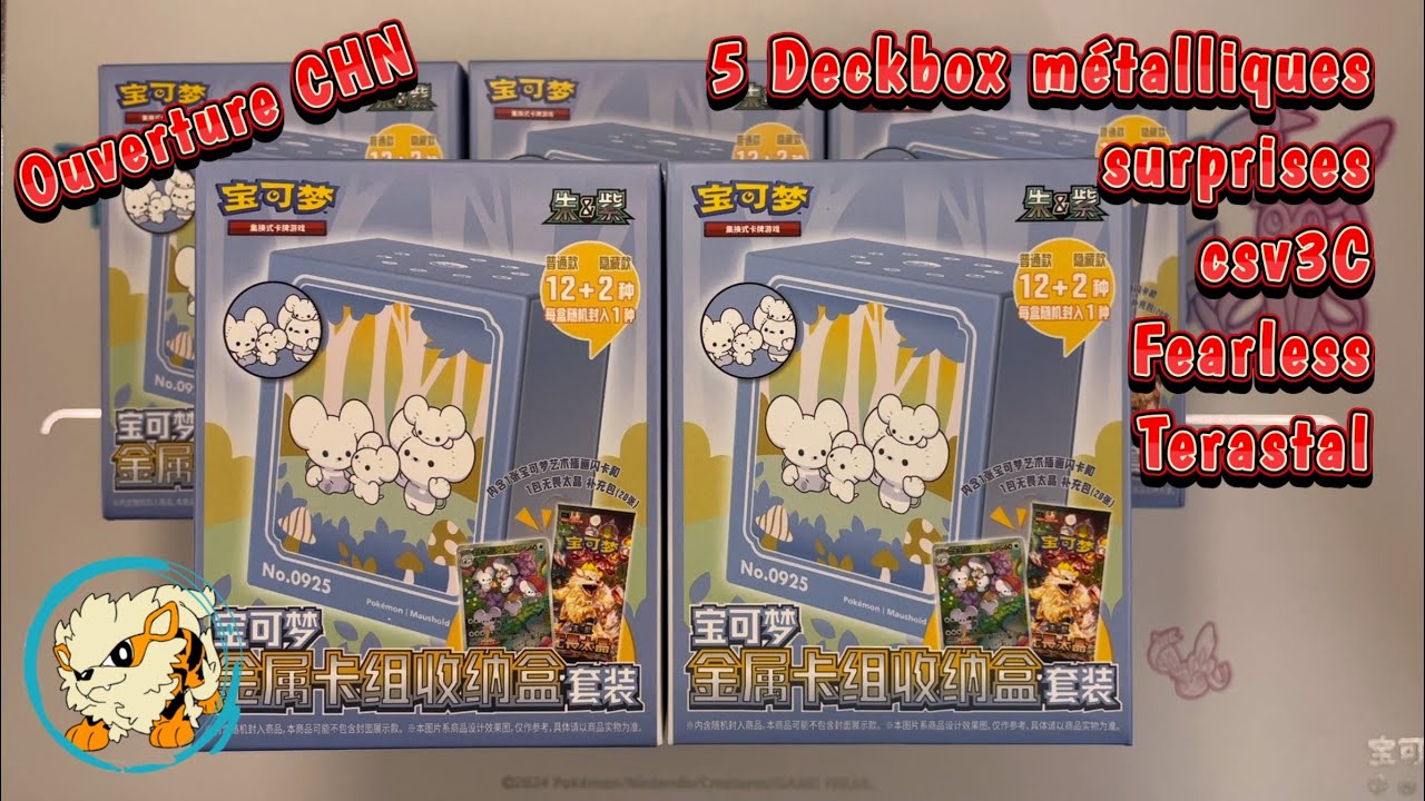 JCC Pokémon - Ouverture CHN - 5 deckbox métalliques surprises csv3C Fearless Terastal en chinois