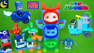 LOTS of PJ MASKS Mega Bloks Toys HQ Set Cat Boy Gekko Cars Toy Unboxing Video for Kids Toddlers!