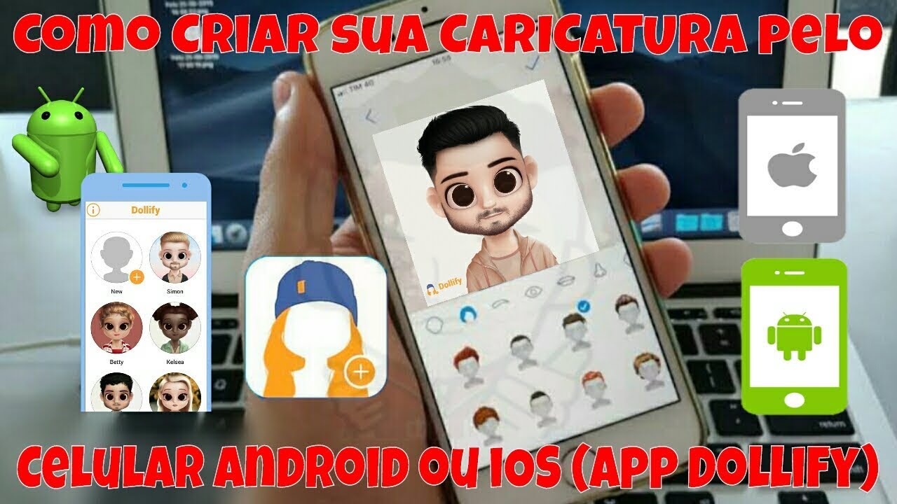 COMO CRIAR SUA CARICATURA PELO CELULAR ANDROID OU IOS (APP DOLLIFY)
