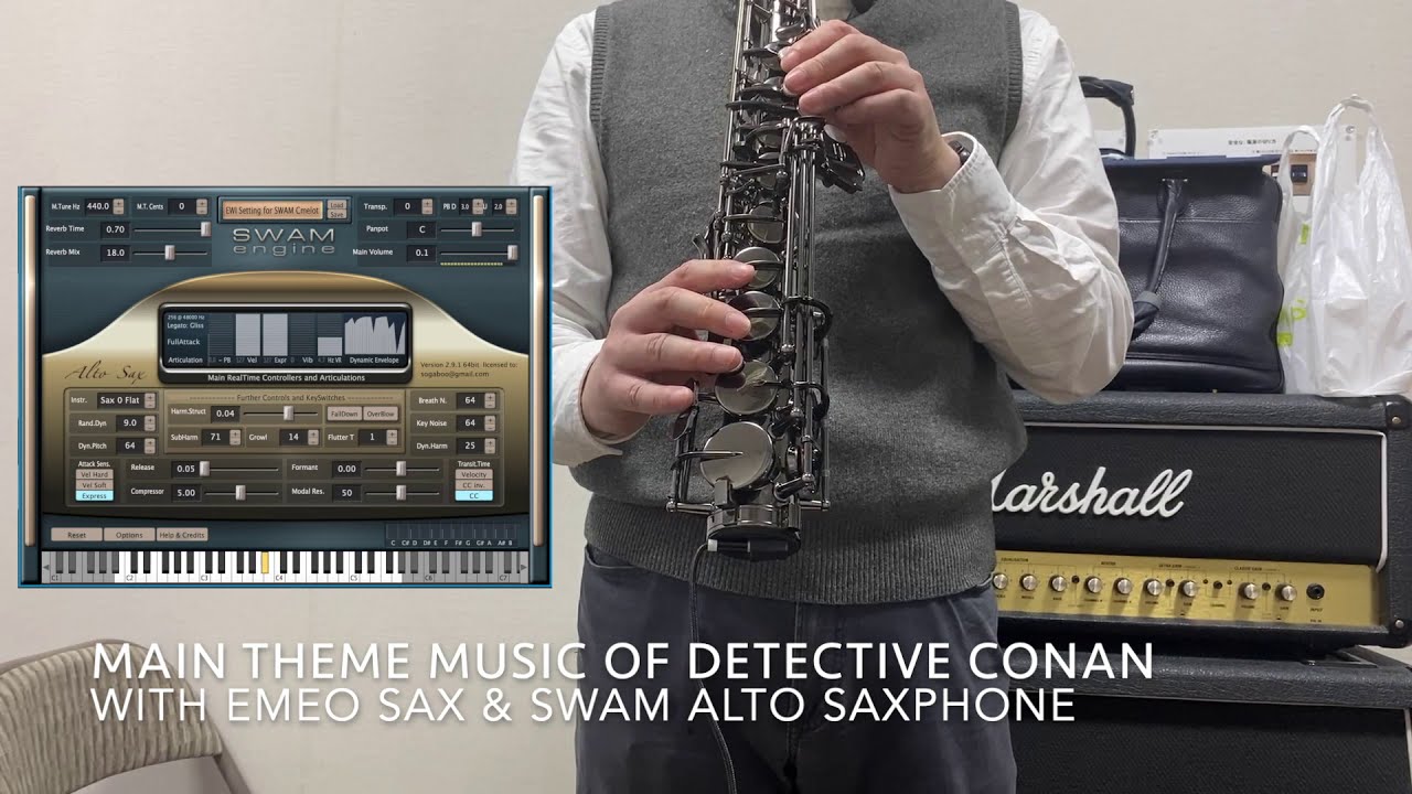 Playing the theme music of Detective Conan with emeo Sax and Swam Alto
