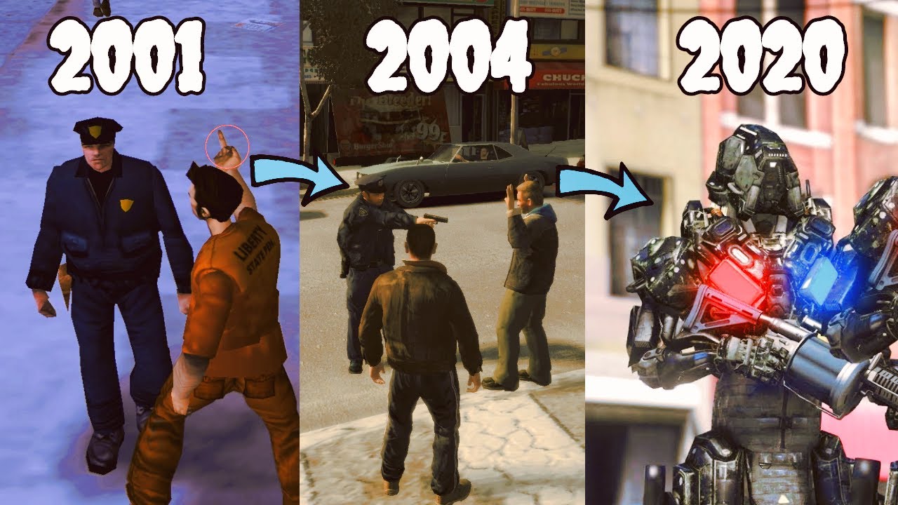 التطور في ردة فعل الشرطة خلال ألعاب GTA💣 !