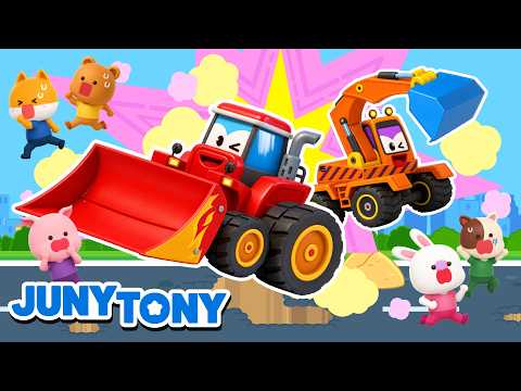 Construction Vehicle Monster Trucks | Watch Out for the Trucks! 🚛 | Vehicle Songs | JunyTony
