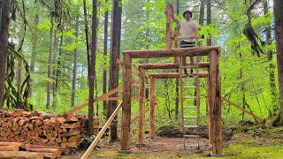 Log Woodshed Build Part 2: Notching & Setting Beams