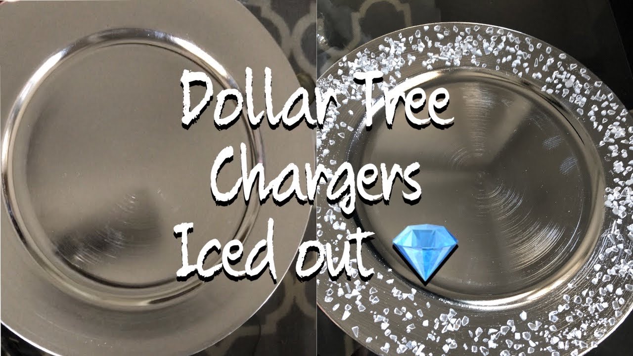 Dollar Tree chargers iced out 💎 / DIY glam chargers / crushed glass
