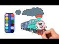 🚂 How to Draw and Color a Steam Train for Kids