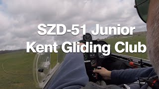 Short flight in the SZD-51 Junior. Location: Kent Gliding Club.