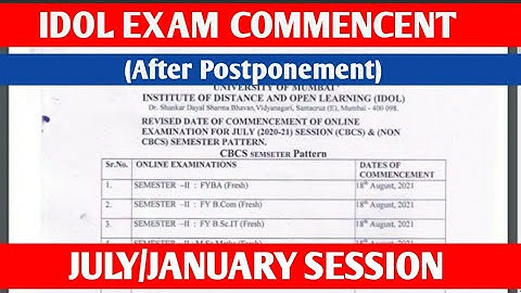 IDOL EXAMS SCHEDULE UPDATE | July/January Session | Mumbai University IDOL | Ashish Sir