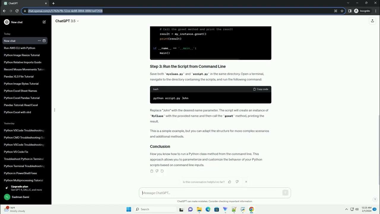 python run class method from command line - YouTube