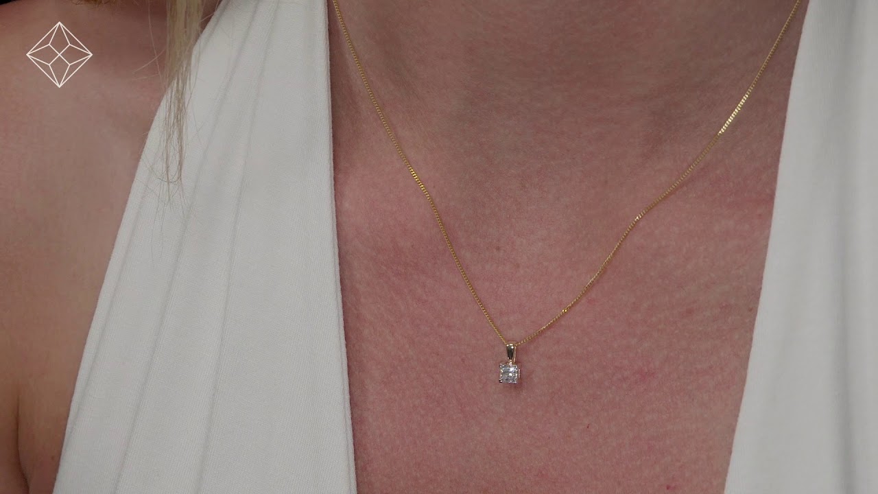 0.50ct Lab Diamond Princess Cut Solitaire Necklace in 9K Gold -  NDG5256