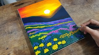 Easy Sunset Painting for Beginners | Acrylic Painting Tutorial Step-by-Step