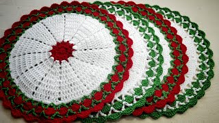 Crochet Christmas Set Shell Placemat Doily 