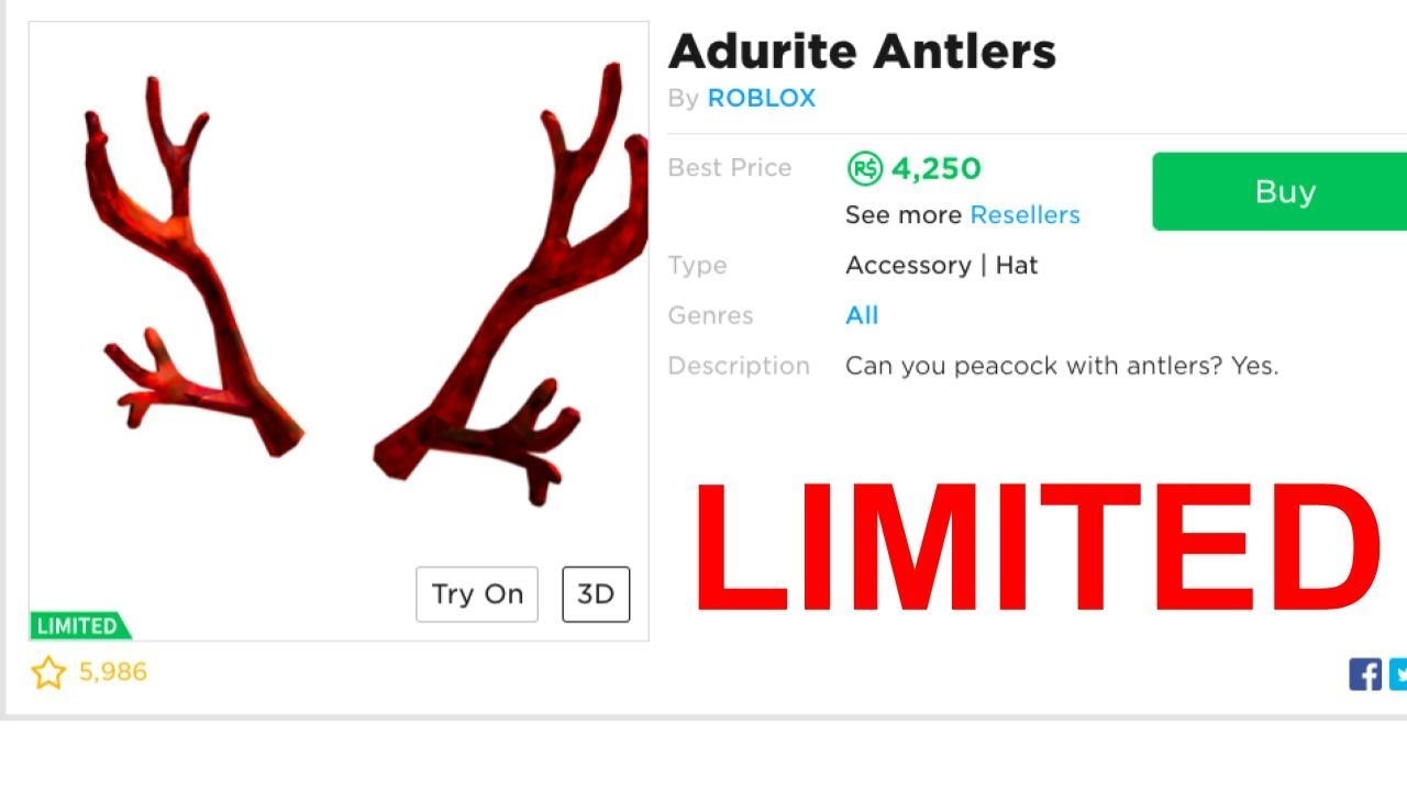 Roblox Adurite Antlers Went Limited Youtube - antlers roblox
