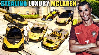 Gta 5 - Stealing Luxury Golden McLaren Cars With Cristiano Ronaldo! (Real Life Cars #32)