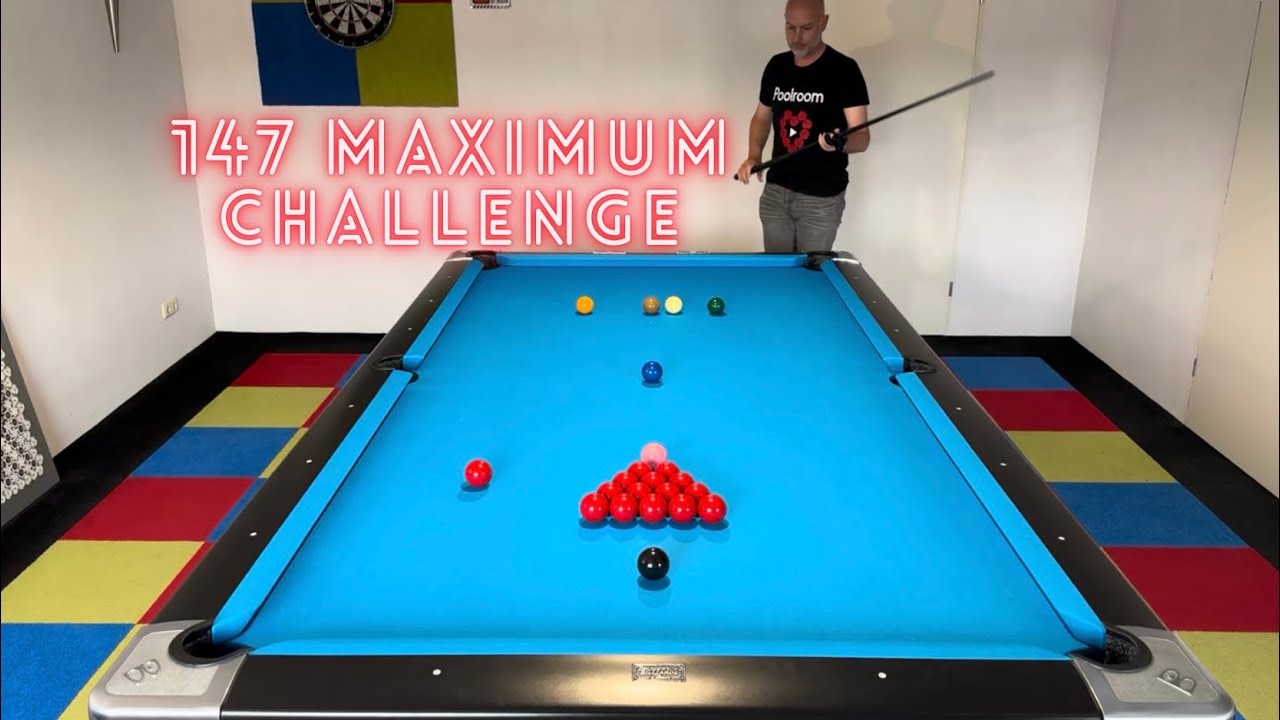 147 maximum break on 9 foot pooltable challenge.Can I make it?# ...