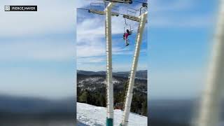Video: Skier dangles from chairlift, saved by fellow riders