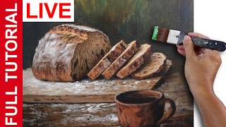 LIVE | Still-life Acrylic Painting / How to Paint Bread with Old Cup / JMLisondra
