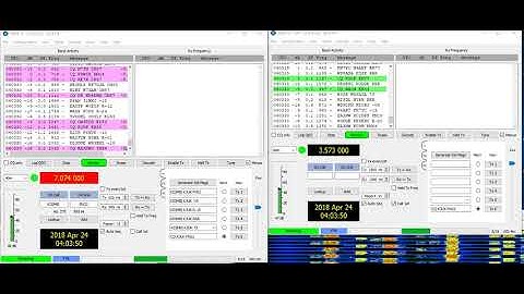 One Minute sample of TWO instances of WSJTX FT8 with Icom 7610 dual watch