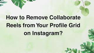 Full How to Remove Collaborate Reels from Your Profile Grid on Instagram Guide