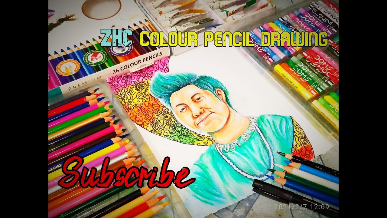 ZHC drawing in vexx style/doodle+realistic drawing😍😍/#ZHC/colour pencil ...