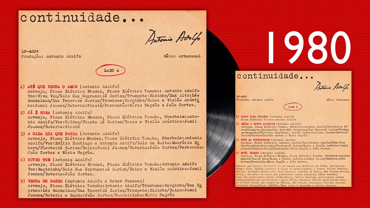 洋楽 Antonio Adolfo / Continuidade... LP LP Continuidade - Antonio Adolfo, 1980 - YouTube