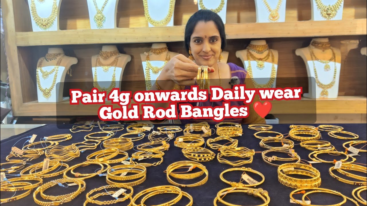 4g pair Gold dailywear rod bangles | light weight Gold bangles | party ...