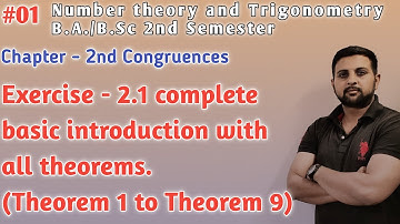 01 | chapter 2nd Congruences Exercise 2.1 complete introduction with theorems |Number theory & Trig.