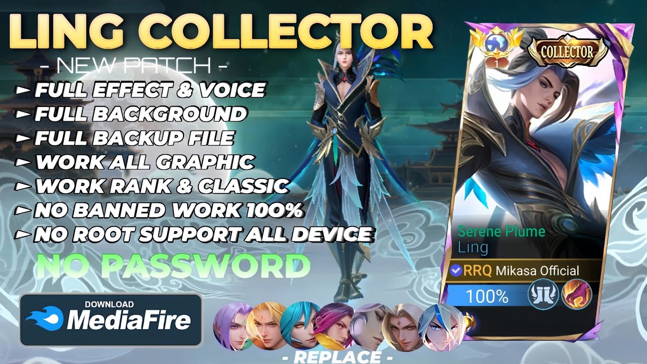 NEW Script Skin Ling Collector - Serene Plume No Password | Full Effect Voice | Patch Terbaru
