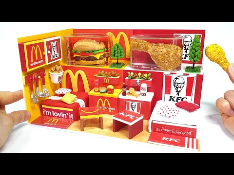 DIY Miniature Mcdonald&amp;#39;s VS KFC Card Board House # - Hamburger VS Chicken♥