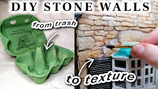 Realistic Miniature Stone Brick Wall (from Egg Cartons) | Dollhouse Diorama DIY